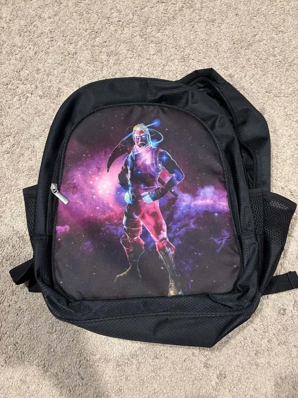 Kids Fortnite Galaxy Skin Character Print Black School Backpack Bookbag
